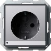 1170203 Розетка с заземляющим контактами и светодиодной подсветкой Алюминий Gira E22