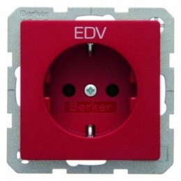 47436022 Штепсельная розетка SCHUKO с оттиском цвет: красный, бархат с надписью "EDV", Q.1 Berker
