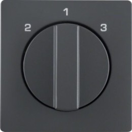 10846086 Центральная панель с вращающейся ручкой для 3-уровневого выключателя, Q.1/Q.3, цвет: антрацитовый, с эффектом бархата Berker