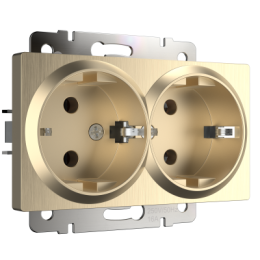 WL10-SKG-02-IP20 Розетка двойная с заземлением (шампань рифленый) Antik Werkel a041868