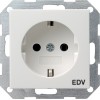 045827 Розетка с заземляющими контактами и надписью "EDV" белый матовый Белый Gira