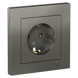 ATN000944 Atlasdesign Розетка с заземлением со шторками, 16А, в сборе, Сталь Schneider Electric