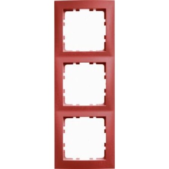 10138962 Рамка S.1 Красный с блеском 3-постовая вертикальная Berker