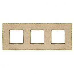 FD01463AMOB Рамка Belle Epoque Corinto Auroramarble / bright gold 3-постовая гор/верт. Fede