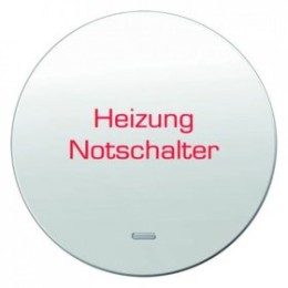16212049 Клавиша с прозрачной линзой и надписью "Heizung Notschalter", полярная белизна, с блеском R.1/R.3 Berker