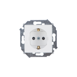 1591432-030 Розетка с заземлением Schuko, 16А 250В, винтовой зажим, белый Simon 15