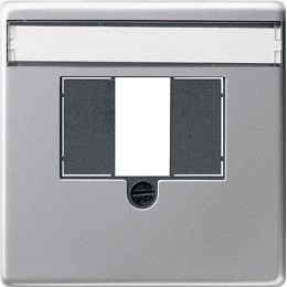 0876203 Накладка телефонной розетки TAE+Стерео+USB с полем для надписи Алюминий Gira E22