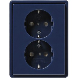 078346 Двойная розетка с заземляющими контактами в комплекте с рамкой Синий Gira S-color
