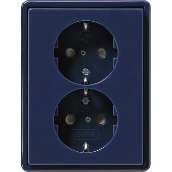 078346 Двойная розетка с заземляющими контактами в комплекте с рамкой Синий Gira S-color