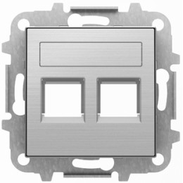 8518.2 AI Накладка для 2-го суппорта/разъёма типа 2017 или 2018 шторками и полем Нержавеющая сталь , ABB