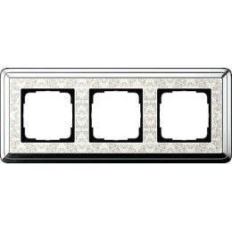 0213683 Рамка Classix Art Хром / Кремовый 3-постовая Gira