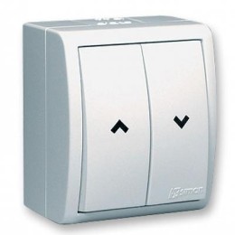 1594332-030 Выключатель двухклавишный кнопочный для управления жалюзи без блок-и, IP54, 10А 250В,винт.зажим, бел Simon 15 Aqua