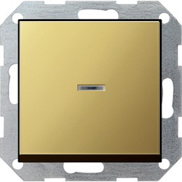 0136604 Выключатель с самовозвратом 10А/250В с подсветкой в сборе Латунь Gira