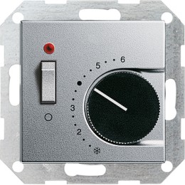 039326 Терморегулятор с размыкающим контактом 24V/10 (4)A и контрольной лампой Алюминий Gira