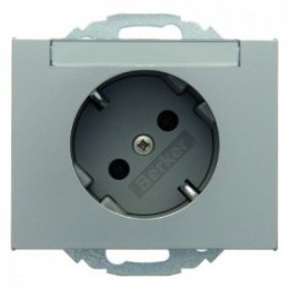 47287104 Штепсельная розетка SCHUKO 45° с полем для надписей цвет: стальной, лак K.5 Berker