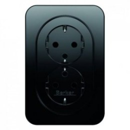 47292045 Двойная штепсельная розетка SCHUKO, цельная, черная, с блеском, с защитой от детей VDE 0620-1 R.1 Berker