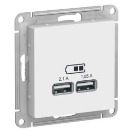 ATN000133 Atlasdesign USB Розетка, 5В, 1 порт x 2,1 А, 2 порта х 1,05 А, механизм, Белый Schneider Electric