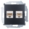 1591563-038 Розетка компьютерная RJ45 кат.6а (АМР, FTP), графит Simon 15
