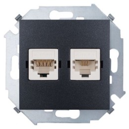 1591563-038 Розетка компьютерная RJ45 кат.6а (АМР, FTP), графит Simon 15
