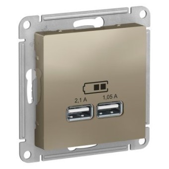 ATN000533 Atlasdesign USB Розетка, 5В, 1 порт x 2,1 А, 2 порта х 1,05 А, механизм, Шампань Schneider Electric