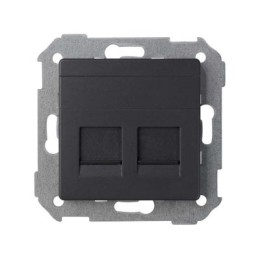 82006-38 Адаптер со шторками на 2 коннектора UTP (RJ45), FTP (RJ45), RJ12, AMP, S82, S82N, S82 Detail, графит Simon