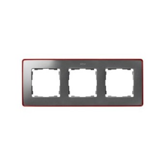 8201630-255 Рамка декоративная, 3 поста, Select, Simon 82 Detail, алюминий-красный металлик