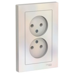 ATN000420 Atlasdesign Розетка двойная без заземления,16А, в сборе, Жемчуг Schneider Electric