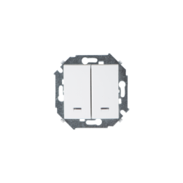 1591392-030 Выключатель двухклавишный с подсветкой, 16А 250В, винтовой зажим, белый Simon 15