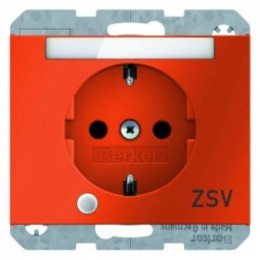 41107114 Штепсельная розетка SCHUKO с контрольной лампой, полем для надписи цвет: оранжевый, с блеском K.1 Berker