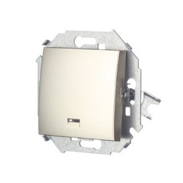 1591104-034 Выключатель одноклавишный с подсветкой, 16А 250В, винтовой зажим, шампань Simon 15