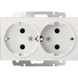 WL13-SKG-02-IP20 Розетка двойная с заземлением (перламутровый рифленый) Antik Werkel a041870