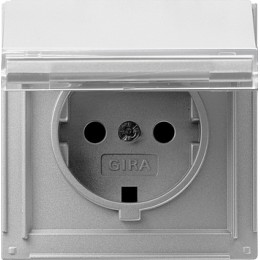 041065 Розетка с крышкой и полем для надписи Алюминий Gira TX44