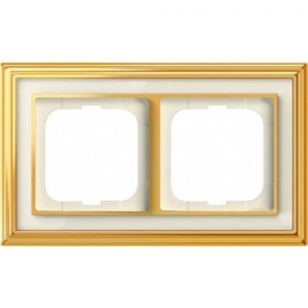 1722-838-500 Рамка Dynasty Латунь полированная белое стекло 2-постовая ABB