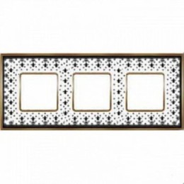 FD01343NEOB Рамка Vintage Porcelain Black LYS / Золото 3-постовая Fede