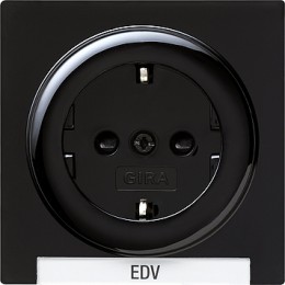 018747 Розетка с заземляющими контактами 16А/250В с полем для надписи Черный Gira S-color