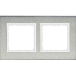 10123609 Рамка B.7 Полярная белизна, нержавеющая сталь 2-постовая Berker