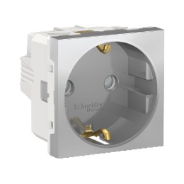 NU303730 Розетка с заземл., со шторк., винт. зажим, 16А, 250В, 2 мод Алюминий Schneider Electric