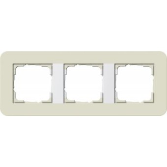 0213417	 Рамка с белой подложкой E3 Песочный / Белый 3-постовая Gira