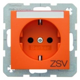 47501914 Штепсельная розетка SCHUKO с символом и полем для надписи цвет: оранжевый, матовый S.1/B.1/B.3/B.7 Glas Berker