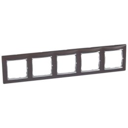 770375 Рамка Valena Темное дерево / Серебро 5-постовая Legrand