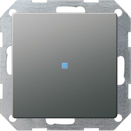 012420 Выключатель с самовозвратом с клавишей 10А/250В с подсветкой в сборе Сталь Gira E22
