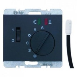 20347106 Регулятор температуры помещения пола с замыкающим контактом, с центральной панелью и светодиодом цвет: антрацит, матовый K.1 Berker