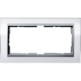 1002726 Рамка без перегородки Event Clear Белый / Алюминий 2-постовая Gira