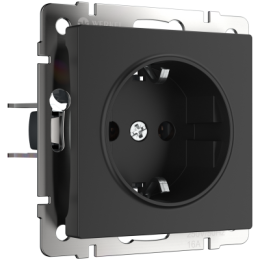 WL08-10-01 Розетка с заземлением, безвинтовой зажим (черный матовый) Antik Werkel a041202