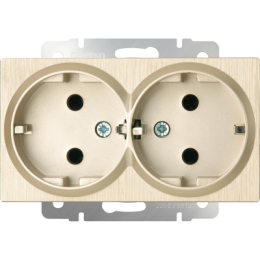 WL10-SKG-02-IP20 Розетка двойная с заземлением (шампань рифленый) Antik Werkel a041868