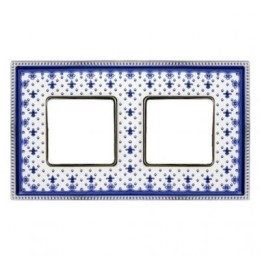 FD01472AZCB Рамка Belle Epoque Porcelain Blue lys / Bright chrome 2-постовая гор/верт. Fede