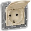 672332 Розетка 2К+З IP 44 с откидной крышкой и шторками - немецкий стандарт - автоматические зажимы - 16 А - слоновая кость Legrand