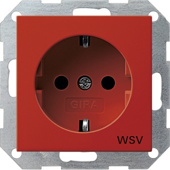 044902 Розетка с заземляющими контактами для WSV (дальнейшее обеспечение безопасности) Красный Gira