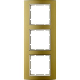 10133046 Рамка B.3 Золото / Полярная белизна 3-постовая вертикальная Berker