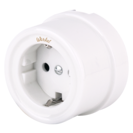 WL18-03-02 Розетка с заземлением и шторками (белый) Ретро Favorit Runda Werkel a036796